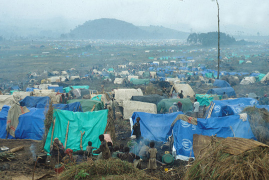 Rwanda refugee camp.  Photo courtesy of Wikimedia Commons.