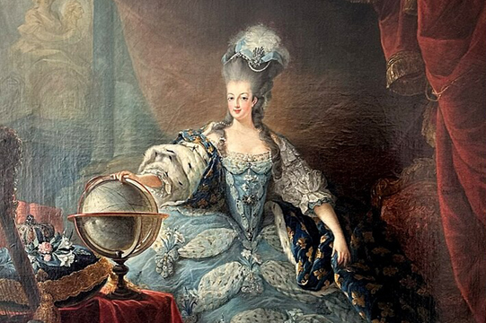 Portrait of Marie Antoinette of Austria by Jean-Baptiste Andr� Gautier-Dagoty on display in the Palace of Versailles at Wikimedia Commons.