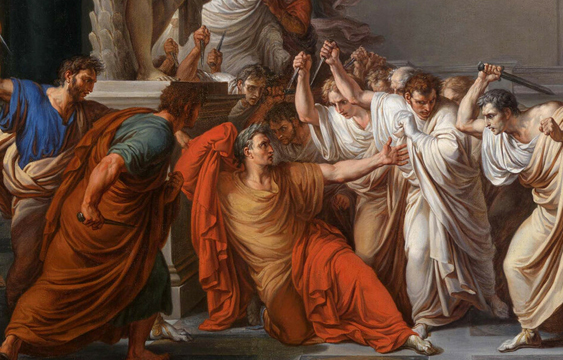 Painting by Vincenzo Camuccini: The Death of Julius Caesar at Wikimedia Commons.